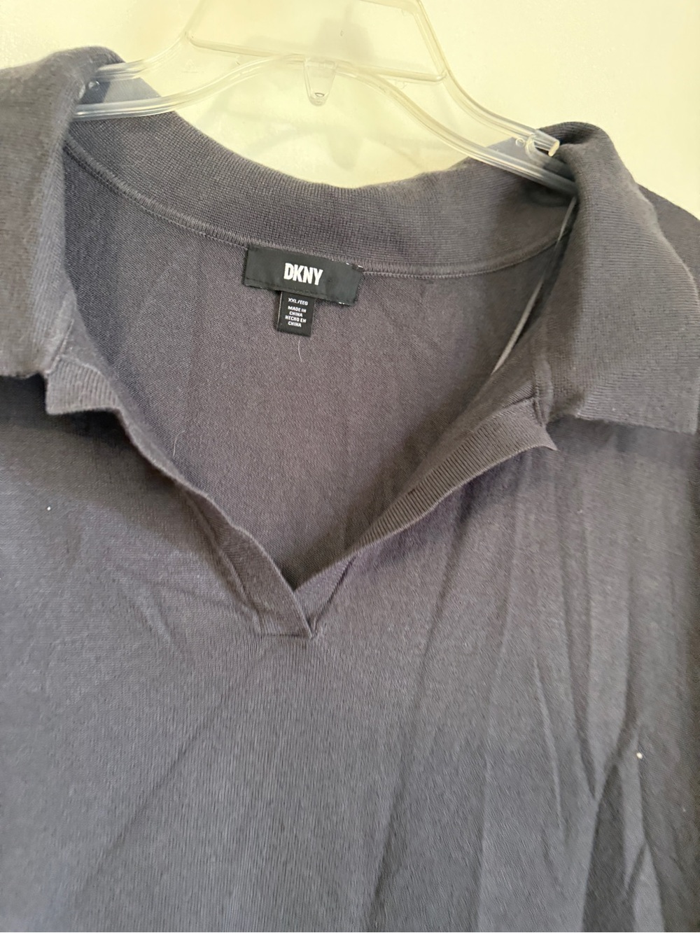 DKNY Men’s Dark Gray Open V Collar Polo